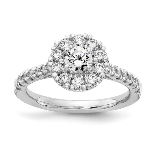 True Origin 14k White Gold 1 carat Lab Grown Diamond VS D E F Complete Fancy Halo Engagement Ring