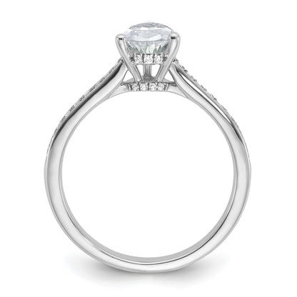 True Origin 14k White Gold 1/4 carat Lab Grown Diamond VS  D E F  Semi Mount Pear Engagement Ring