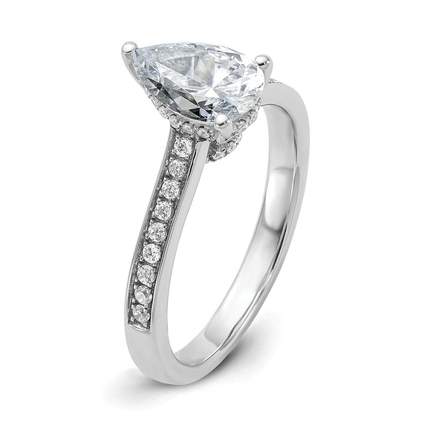 True Origin 14k White Gold 1/4 carat Lab Grown Diamond VS  D E F  Semi Mount Pear Engagement Ring