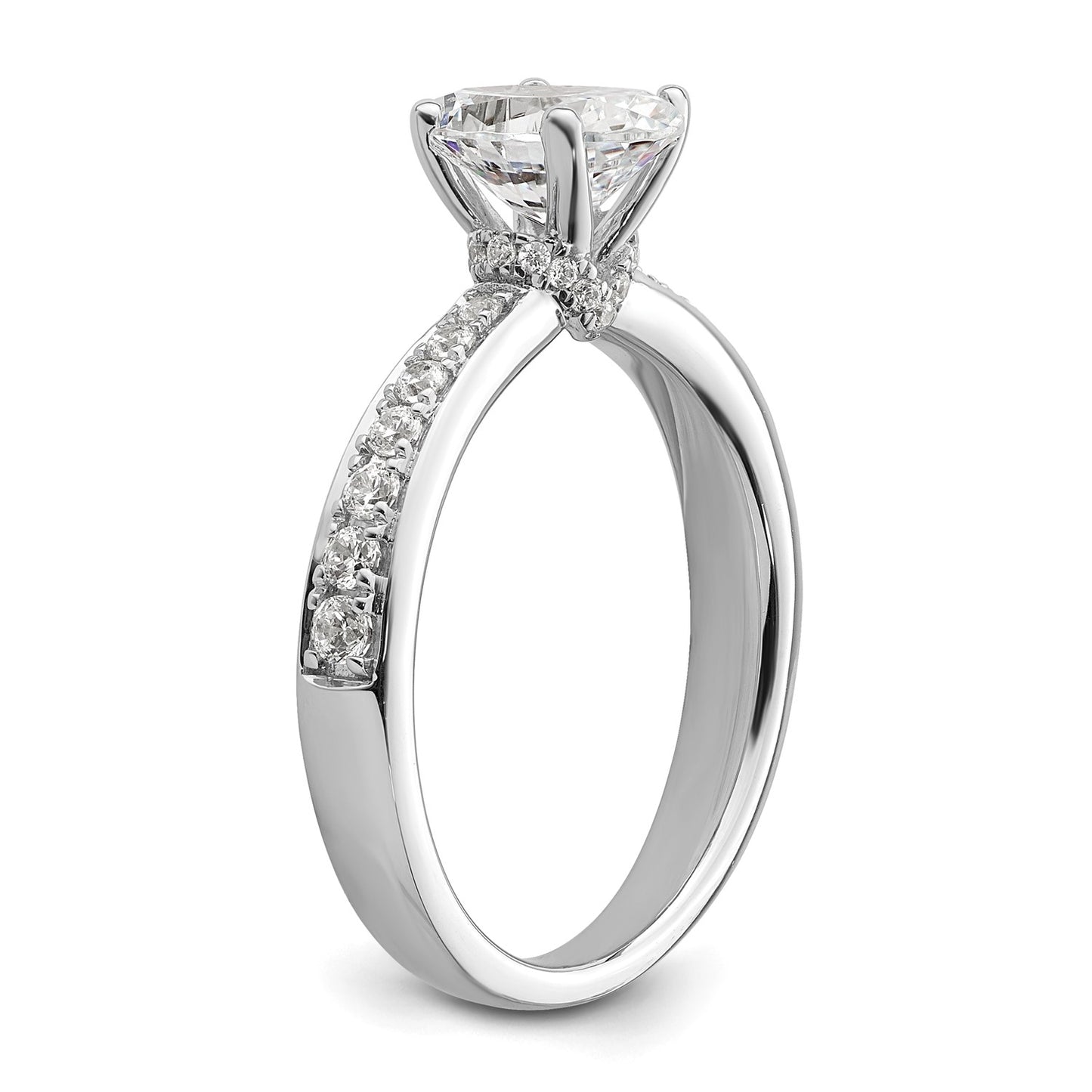 True Origin 14k White Gold 1/4 carat Lab Grown Diamond VS  D E F  Semi Mount Oval Engagement Ring