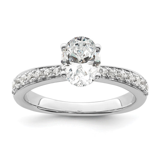 True Origin 14k White Gold 1/4 carat Lab Grown Diamond VS  D E F  Semi Mount Oval Engagement Ring