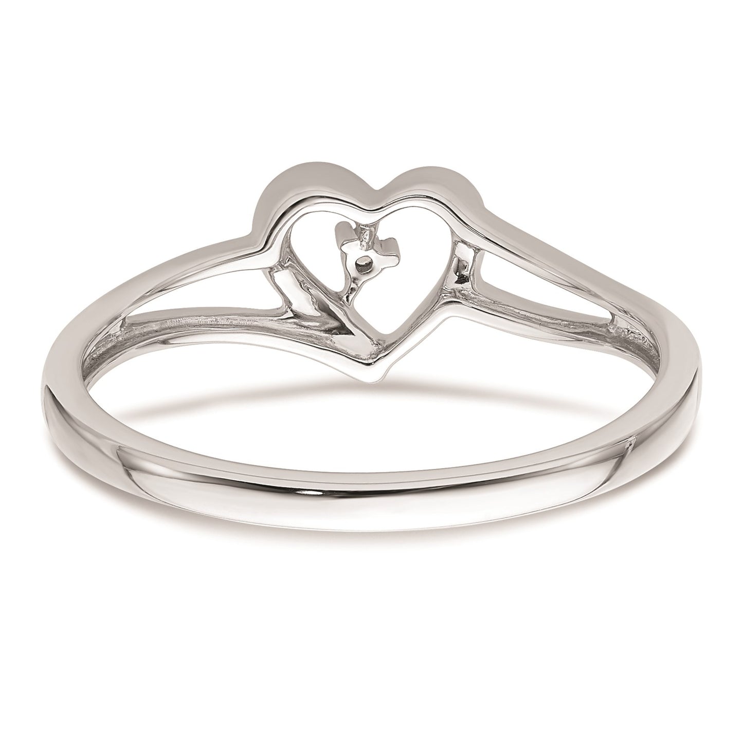 First Promise 14k White Gold Heart .01 carat Round Diamond Complete Promise/Engagement Ring