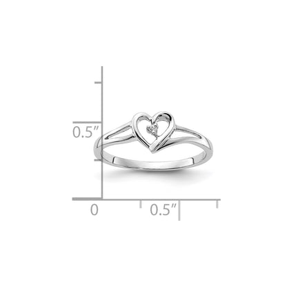 First Promise 14k White Gold Heart .01 carat Round Diamond Complete Promise/Engagement Ring