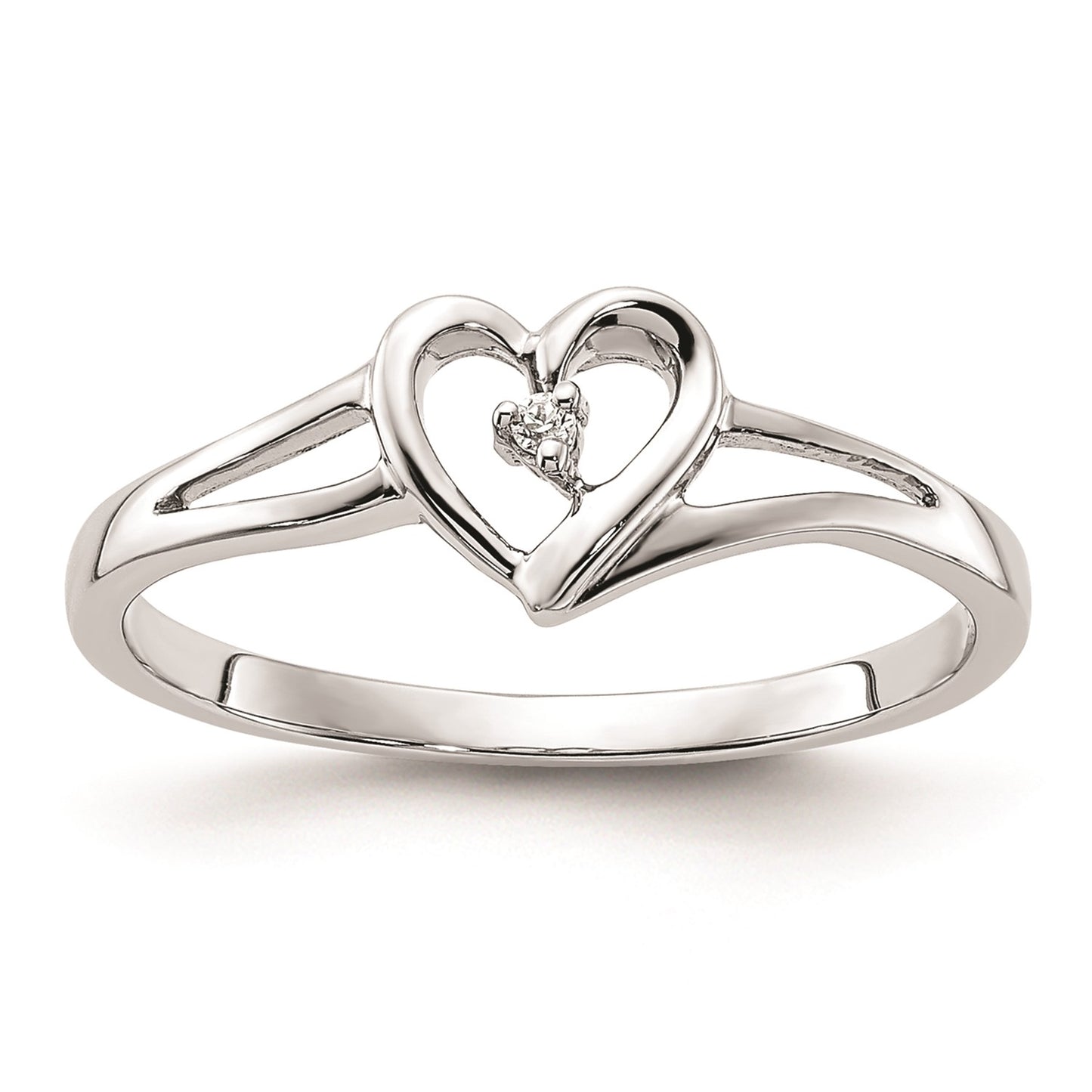 First Promise 14k White Gold Heart .01 carat Round Diamond Complete Promise/Engagement Ring