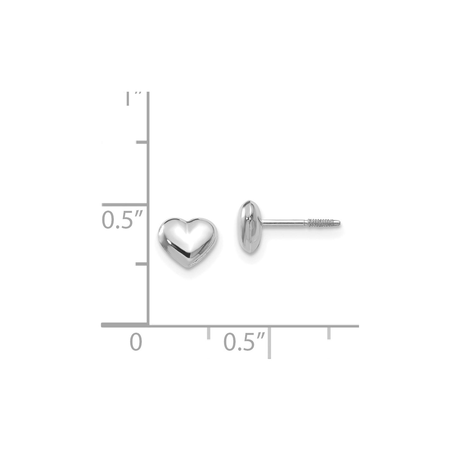 14k Madi K White Gold Puff Heart Post Earrings