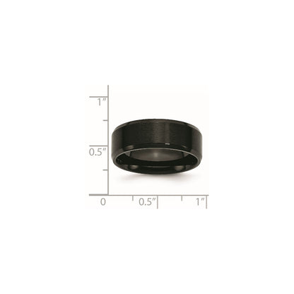 Chisel Stainless Steel Polished Brushed Center Black IP-plated 8mm Beveled Edge Band