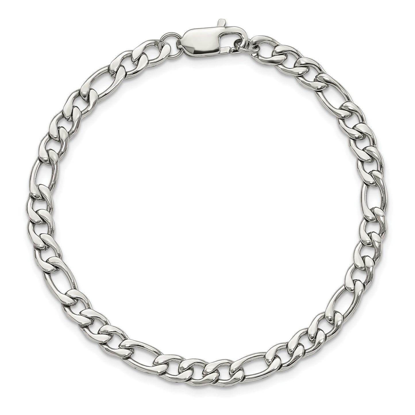 Chisel Stainless Steel Polished 9 inch Figaro Bracelet