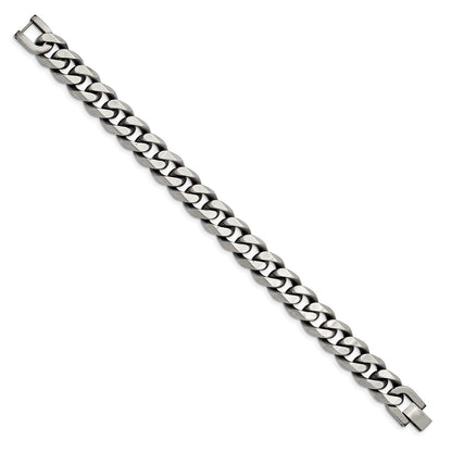 Chisel Stainless Steel Antiqued and Brushed 13mm 8.5 inch Curb Bracelet