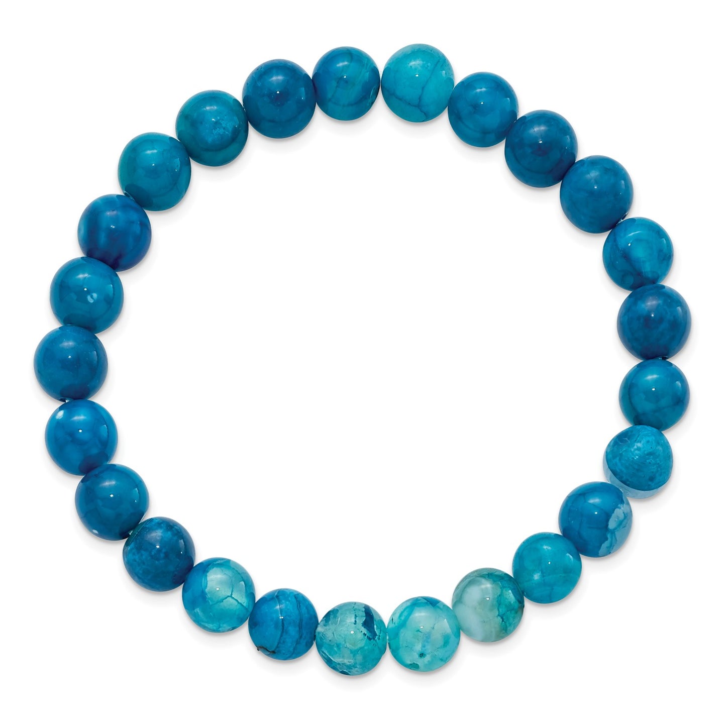 Chisel 8mm Blue Fire Agate Beaded Stretch Bracelet