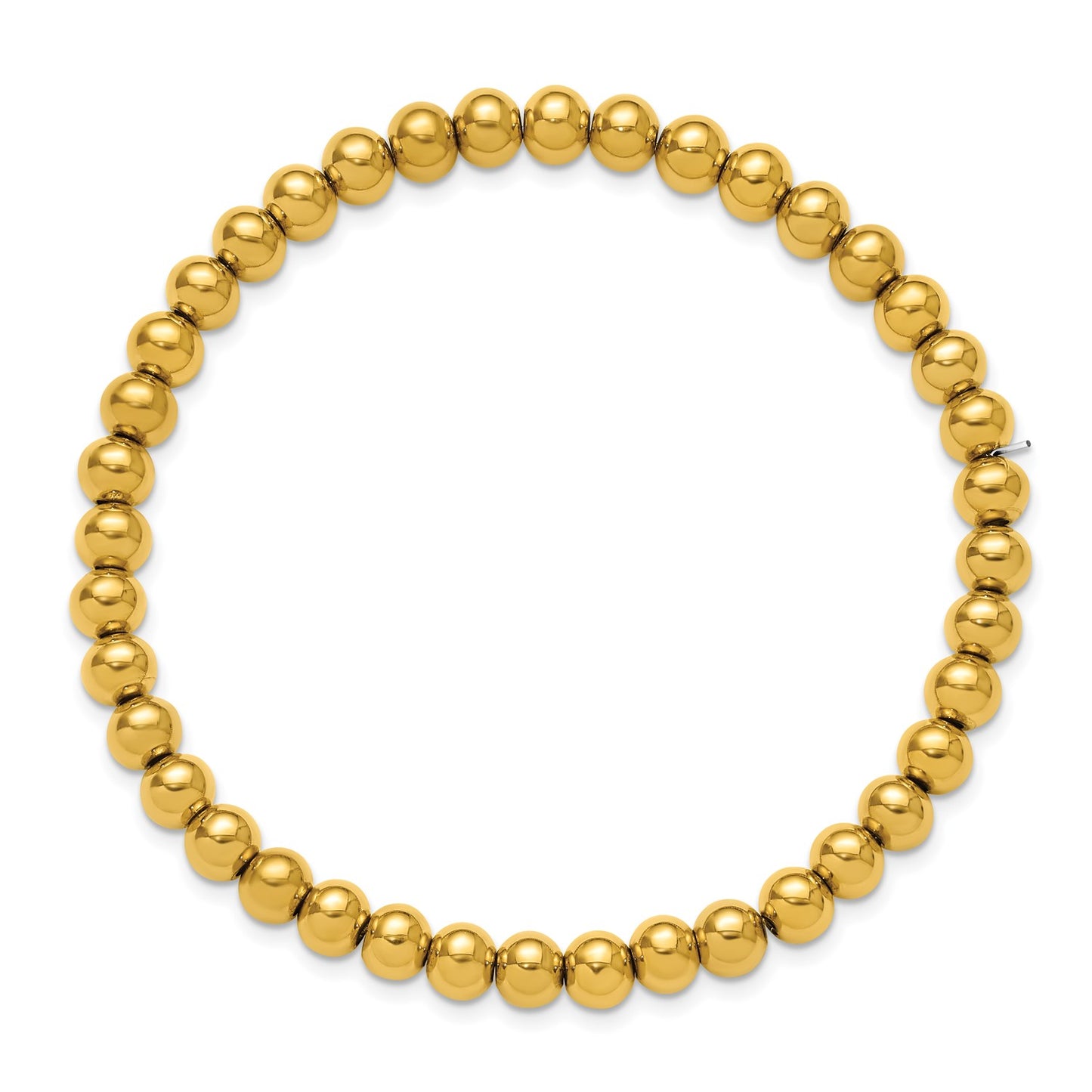 Chisel Stainless Steel Polished Yellow IP-plated 6mm Beaded 7.75 inch Stretch Bracelet