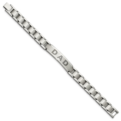 Chisel Stainless Steel Brushed and Polished Lasered DAD 8.75 inch Bracelet