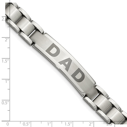 Chisel Stainless Steel Brushed and Polished Lasered DAD 8.75 inch Bracelet