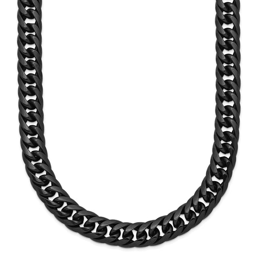 Chisel Stainless Steel Polished Black IP-plated 24 inch Double Curb Chain Necklace