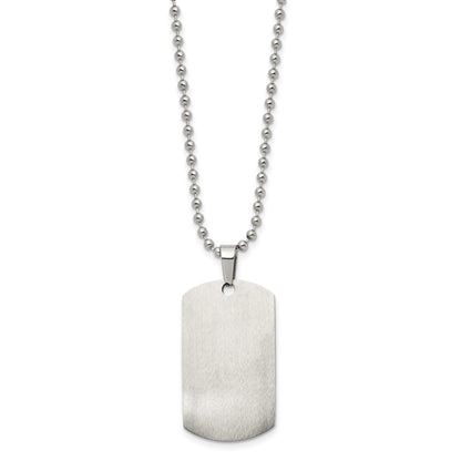 Chisel Stainless Steel Brushed and Polished Rounded Edge 2mm Dog Tag on a 24 inch Ball Chain Necklace