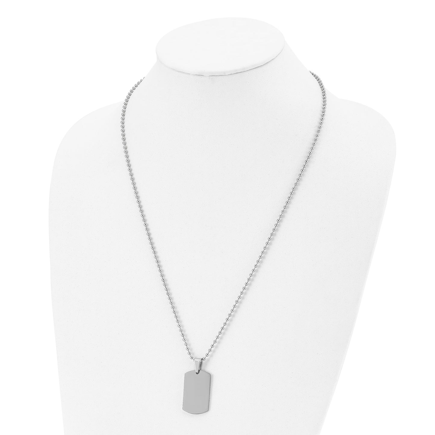 Chisel Stainless Steel Brushed and Polished 2mm Reversible Dog Tag on a 24 inch Ball Chain Necklace