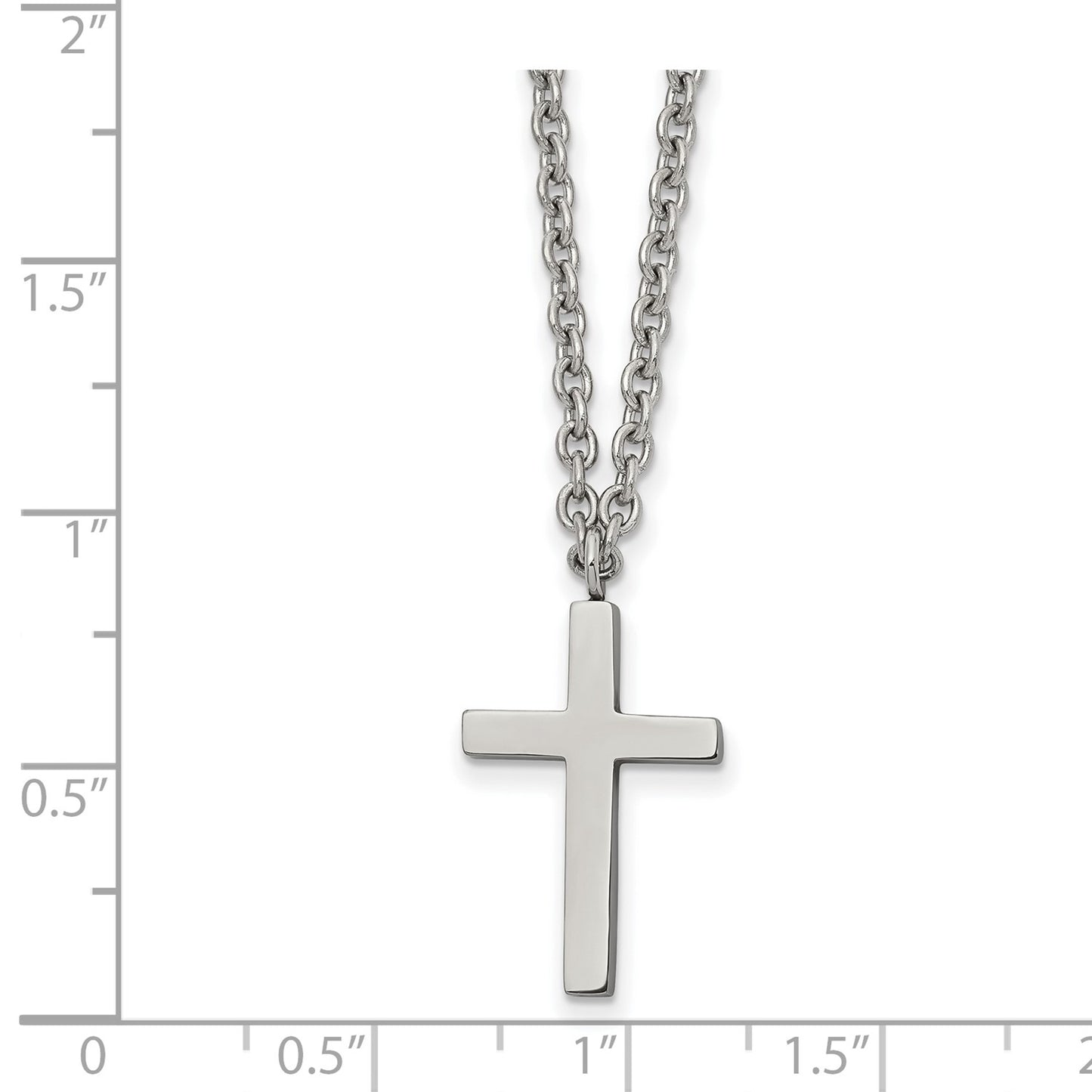 Chisel Stainless Steel Polished 20mm Cross Pendant on an 18 inch Cable Chain Necklace