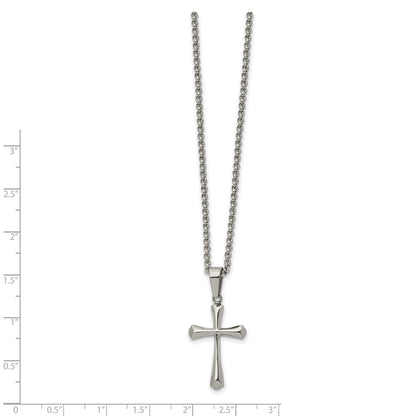 Chisel Stainless Steel Polished Cross Pendant on a 22 inch Rolo Chain Necklace