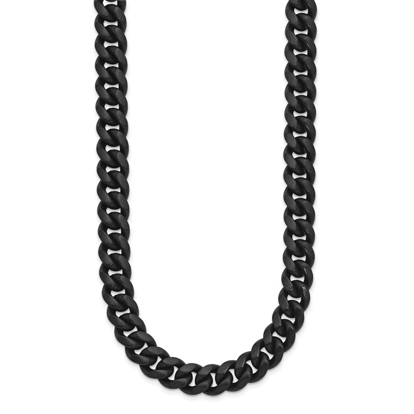 Chisel Stainless Steel Brushed Black IP-plated 10mm 24 inch Curb Necklace