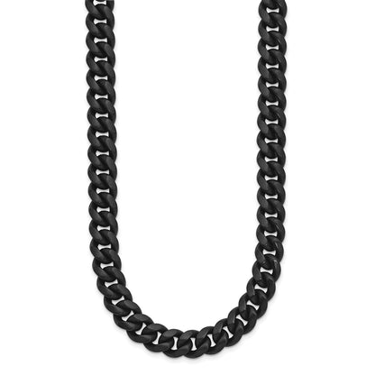 Chisel Stainless Steel Brushed Black IP-plated 10mm 24 inch Curb Necklace