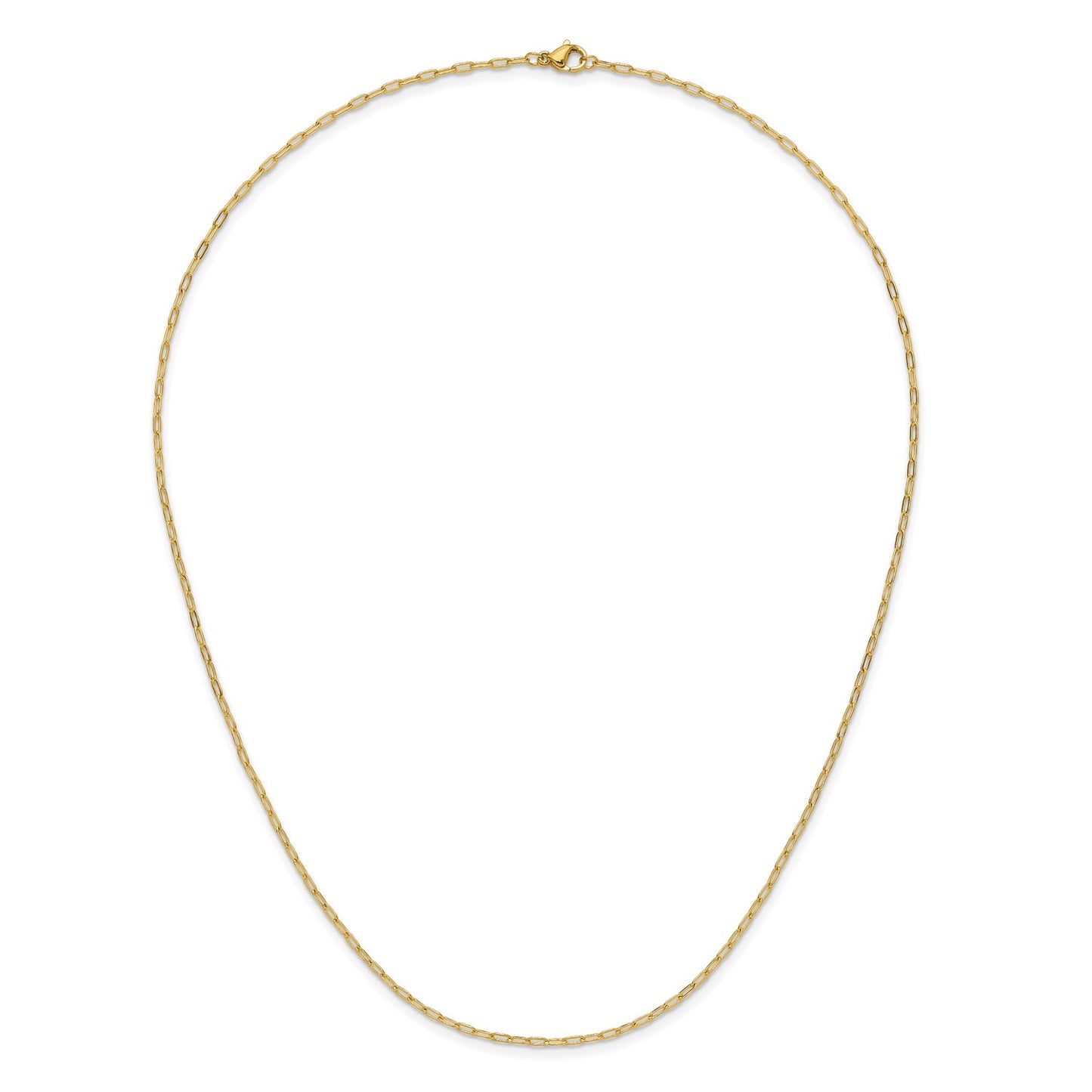 Chisel Stainless Steel Polished Yellow IP-platead Enlongated Open Link Paperclip 20 inch Chain Necklace