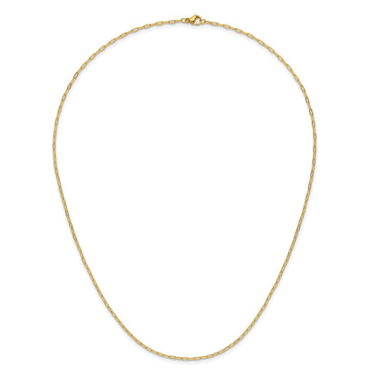 Chisel Stainless Steel Polished Yellow IP-platead Enlongated Open Link Paperclip 20 inch Chain Necklace