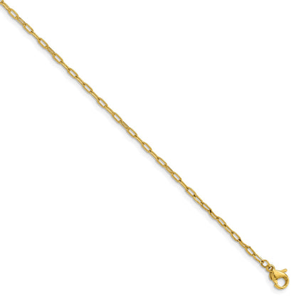 Chisel Stainless Steel Polished Yellow IP-platead Enlongated Open Link Paperclip 20 inch Chain Necklace