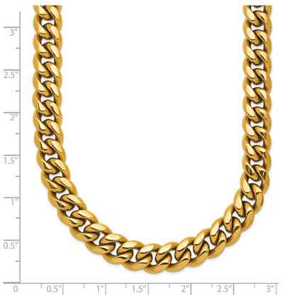 Chisel Stainless Steel Polished Yellow IP-plated 8mm 24 inch Curb Link Necklace