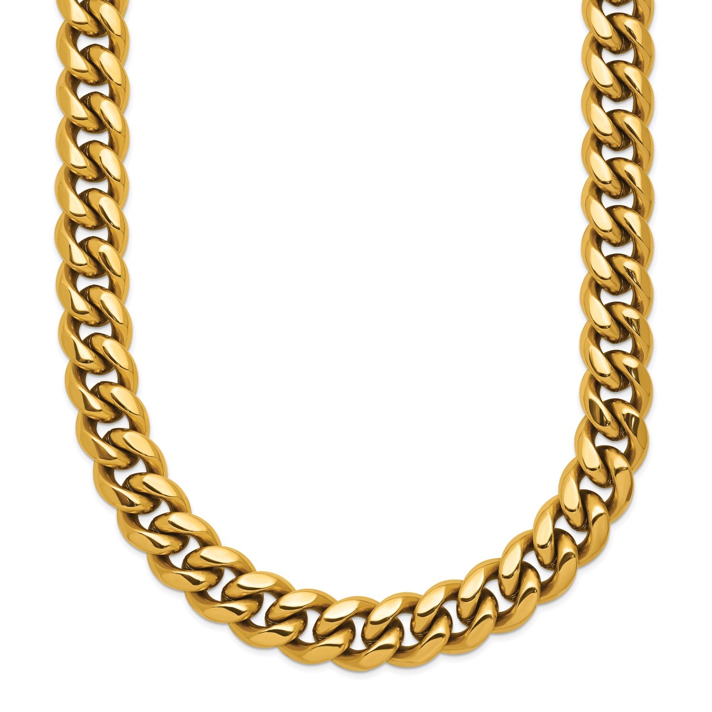 Chisel Stainless Steel Polished Yellow IP-plated 8mm 24 inch Curb Link Necklace