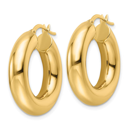 14k Polished 6mm Hollow Round Tube Round Hoop Earrings