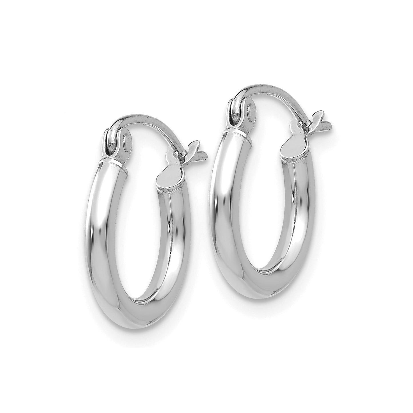 14k White Gold Polished 2x12mm Lightweight Tube Hoop Earrings