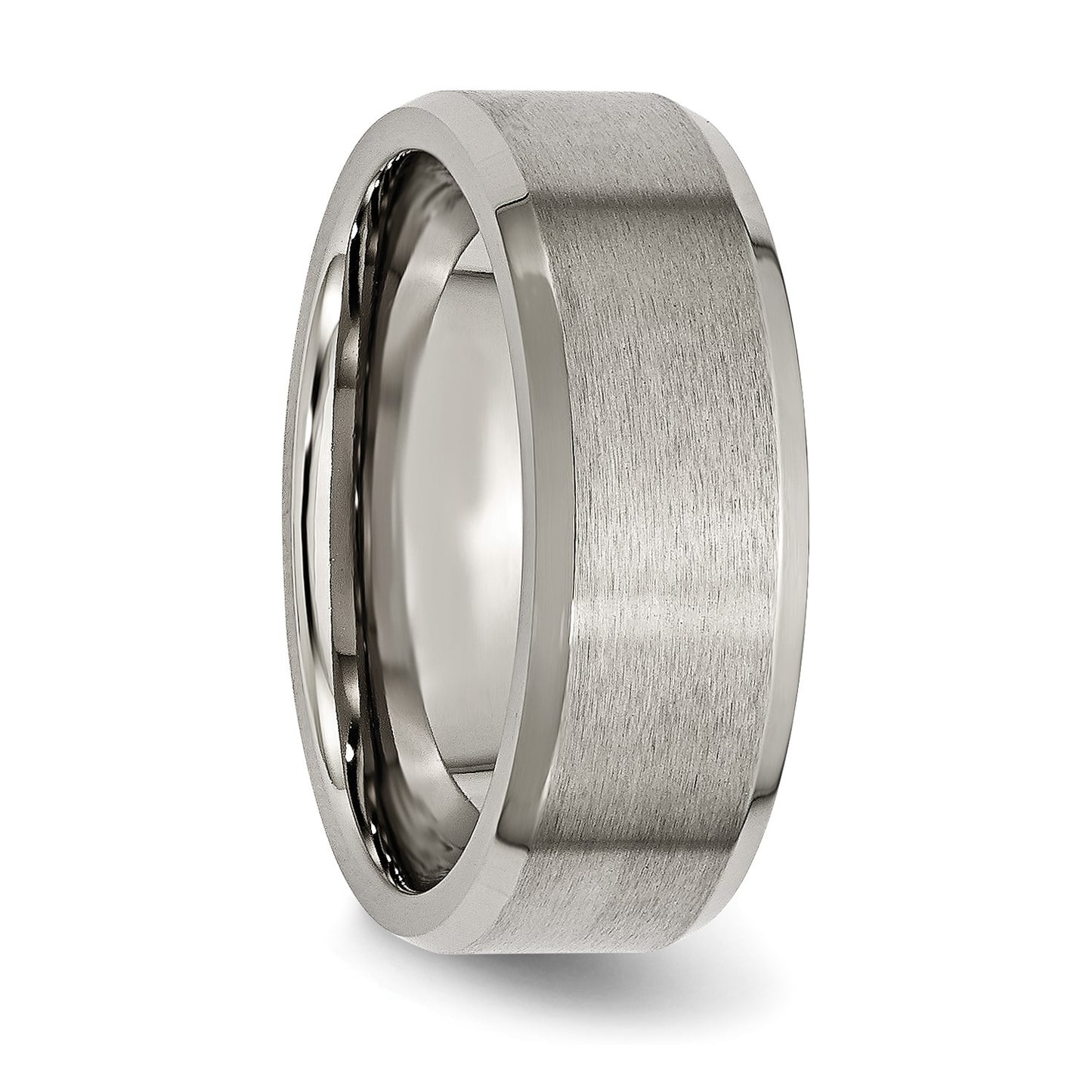 Chisel Titanium Brushed and Polished 8mm Beveled Edge Band