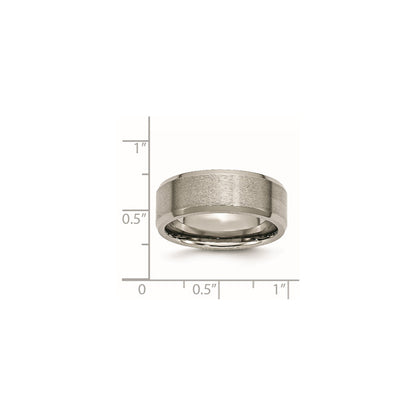 Chisel Titanium Brushed and Polished 8mm Beveled Edge Band