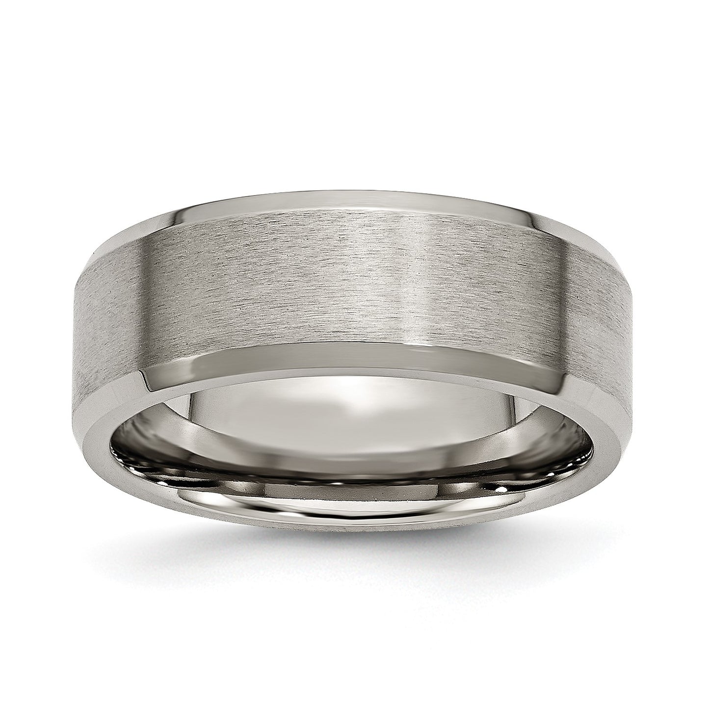 Chisel Titanium Brushed and Polished 8mm Beveled Edge Band