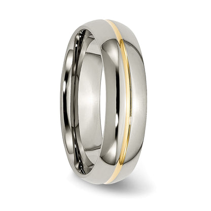 Chisel Titanium Polished Yellow IP-plated 6mm Grooved Band