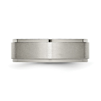 Chisel Titanium Brushed Center 7mm Ridged Edge Band