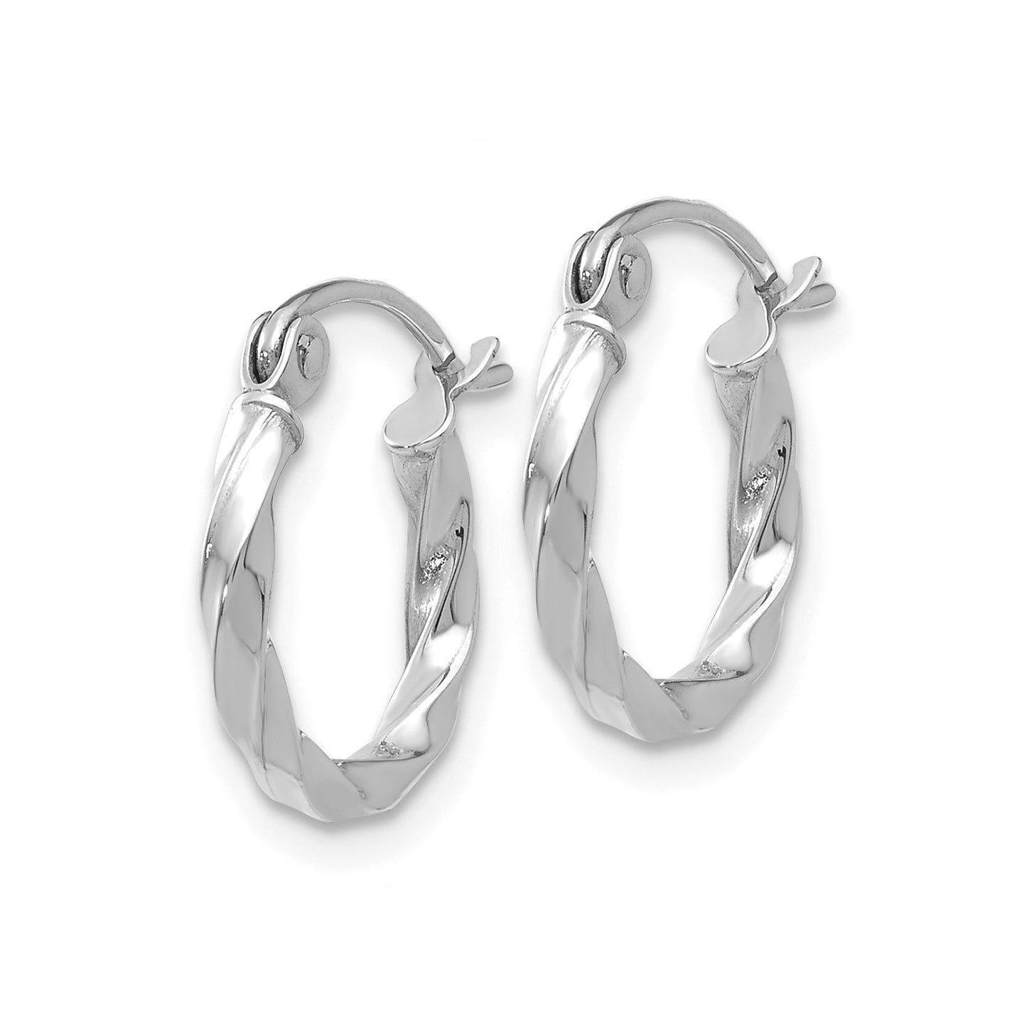 14k WG Twist Polished Hoop Earring