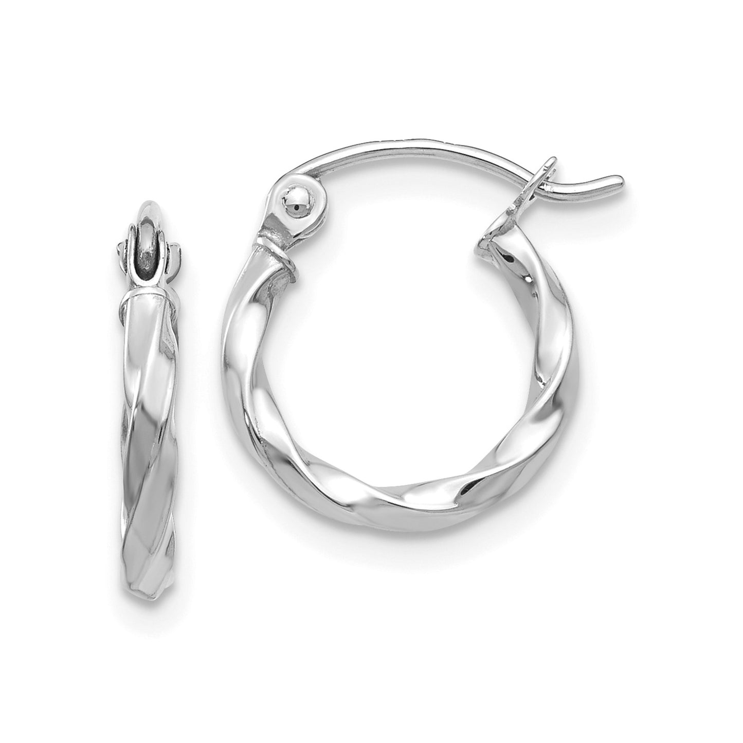 14k WG Twist Polished Hoop Earring