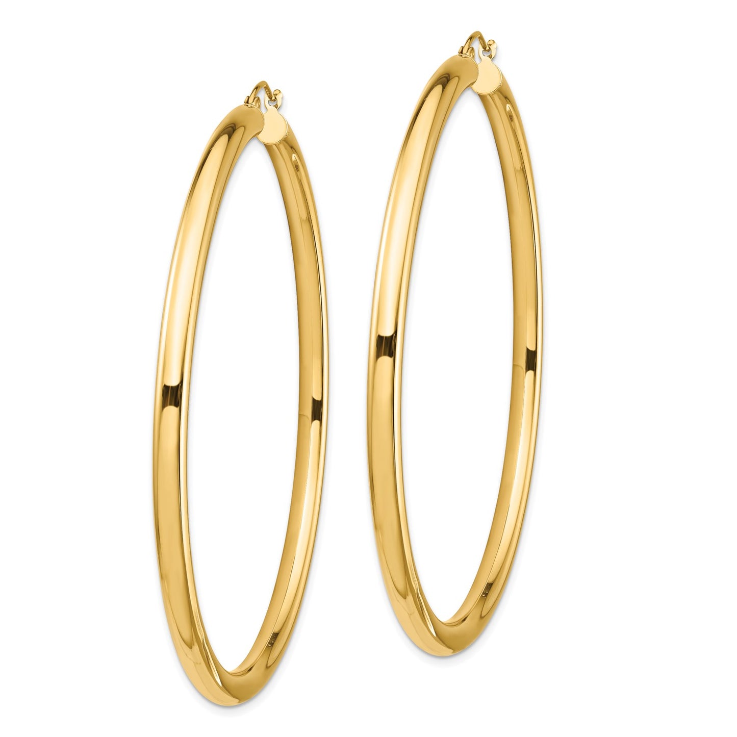 14k Polished 4x70mm Lightweight Round Tube Hoop Earrings