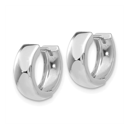 14k White Gold Polished Hinged Hoop Earrings