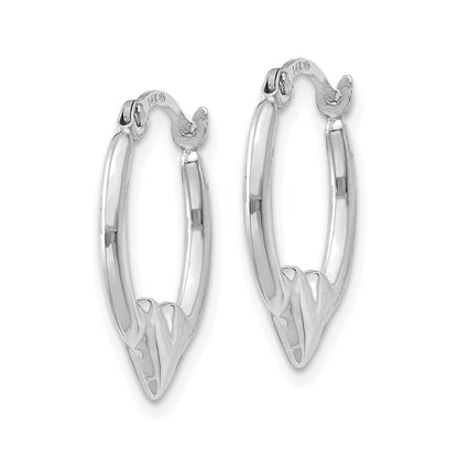 14k White Gold Heart Hoop Earrings