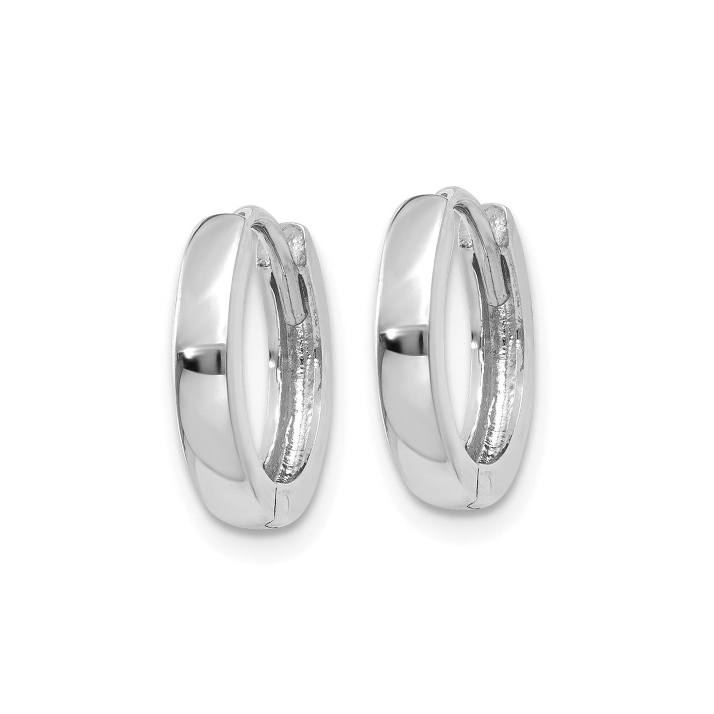 14k White Gold Round Hinged Hoop Earrings