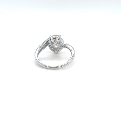 Pear Accented Ring 2CT | Rhodium Plated Sterling Silver | Moissanite | Through Thick & Thin