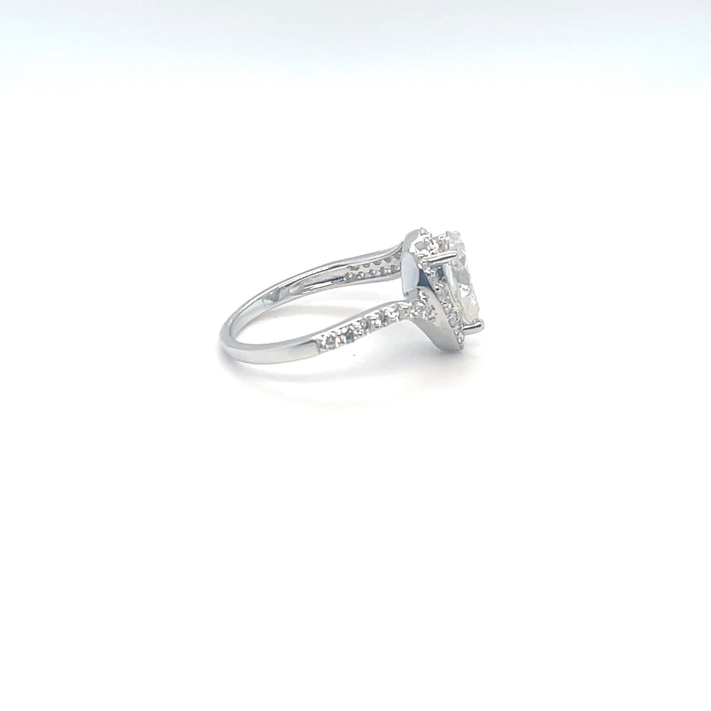 Pear Accented Ring 2CT | Rhodium Plated Sterling Silver | Moissanite | Through Thick & Thin