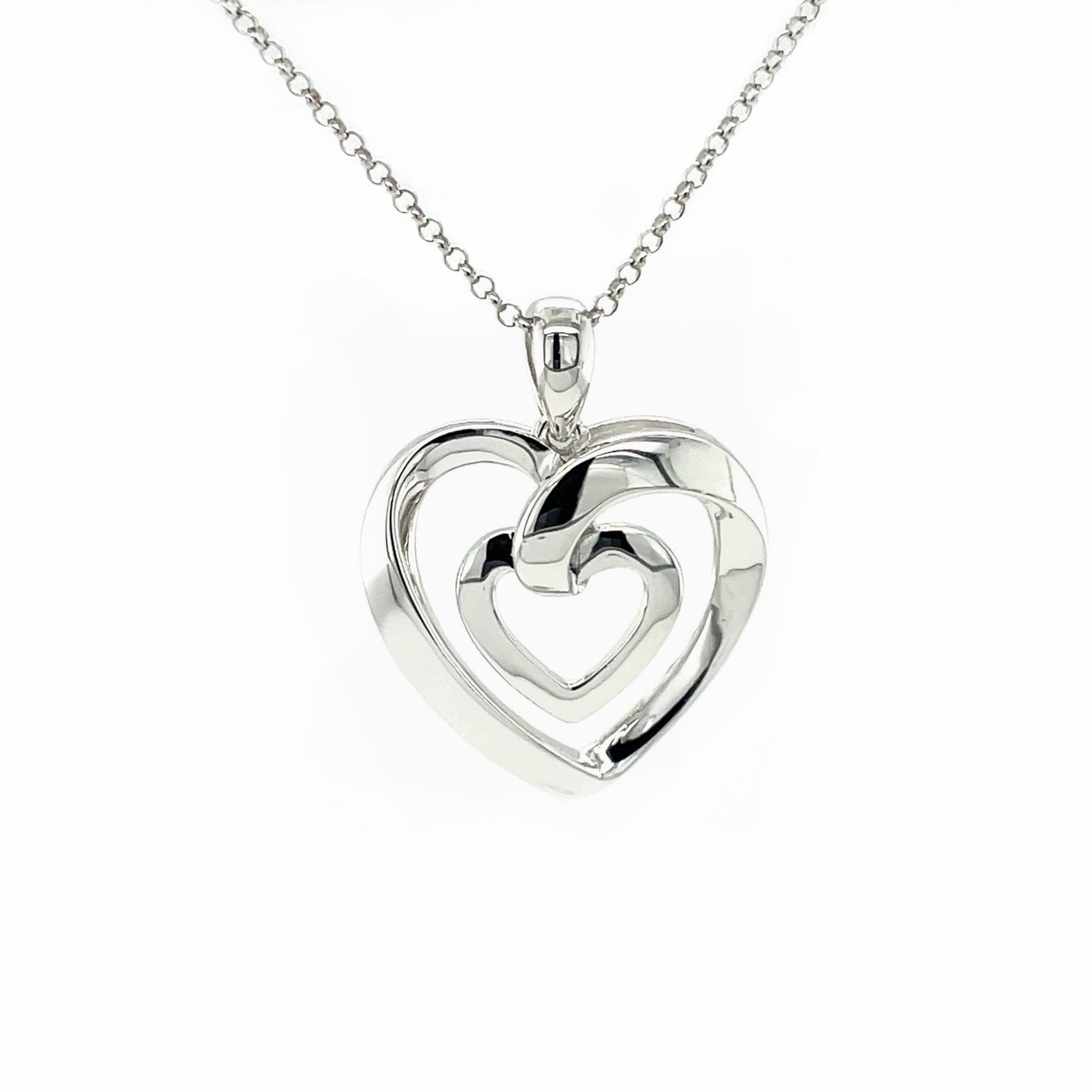 Heart Pendant | Platinum Plated Sterling Silver | Moissanite | Love's Embrace