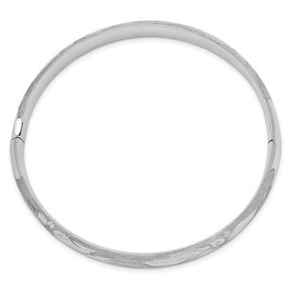 14k 5/16 White Gold Florentine Engraved Hinged Bangle