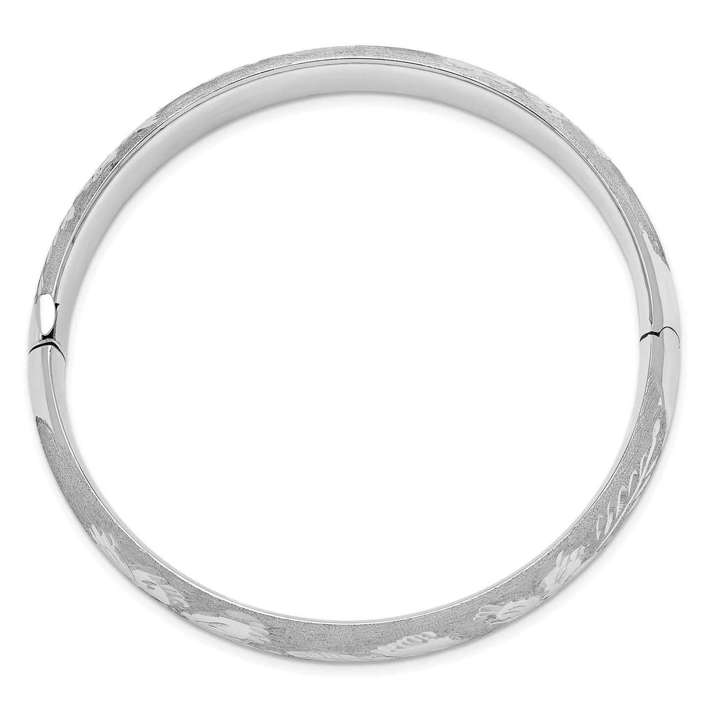 14k 7/16 White Gold Florentine Engraved Hinged Bangle