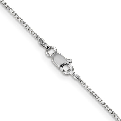 14K White Gold 18 inch 1mm Box with Lobster Clasp Chain