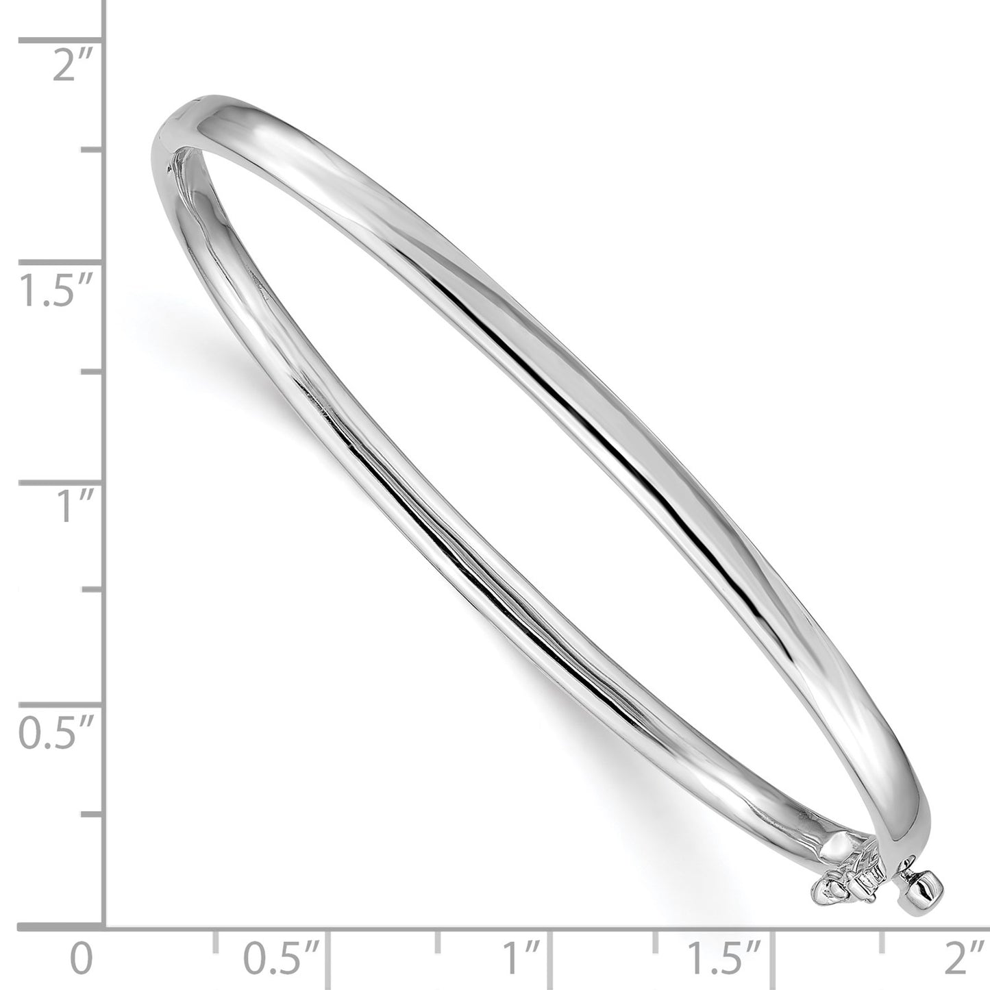 14k White Gold 3.6mm Polished Solid Hinged Bangle Bracelet