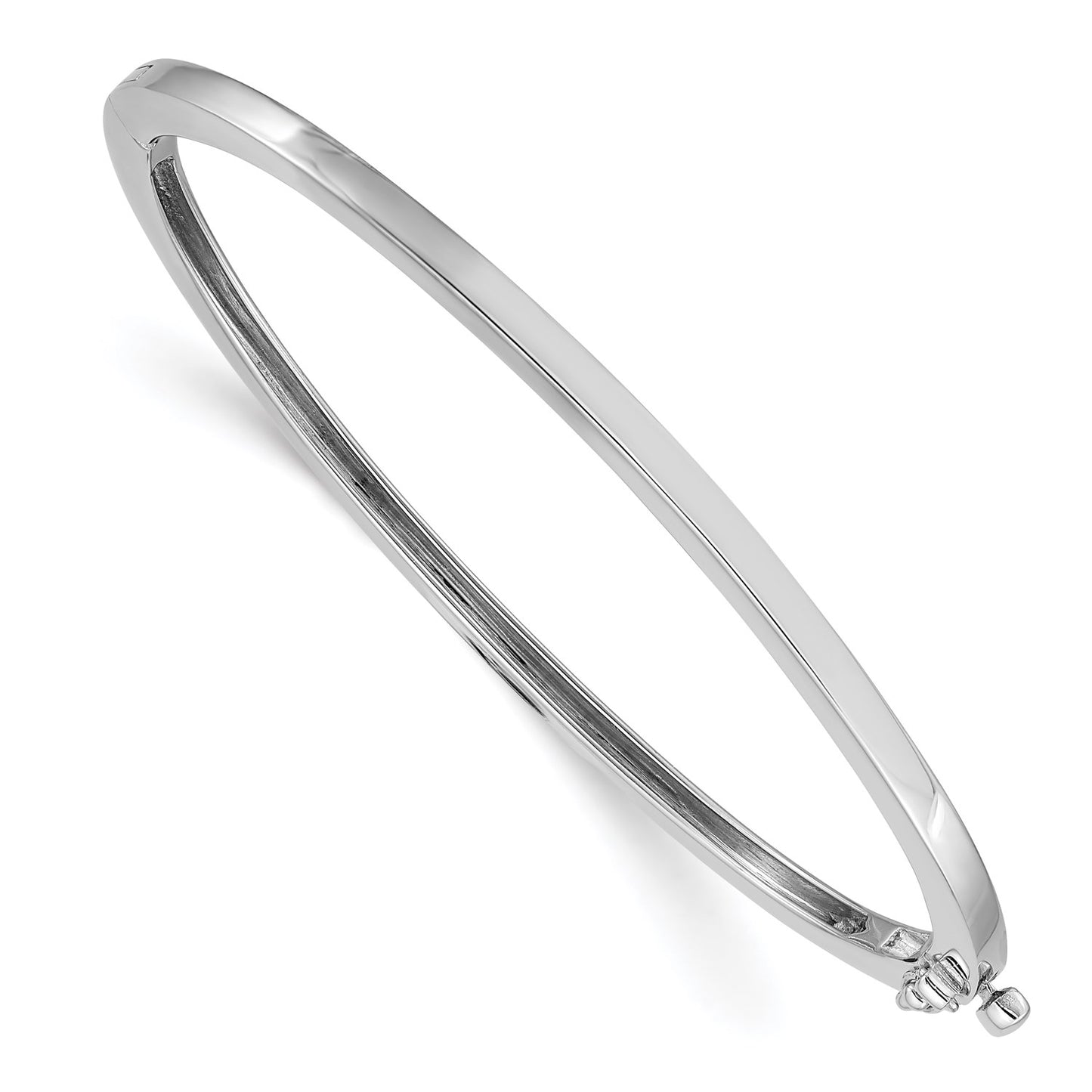 14k White Gold 2.5mm Polished Solid Hinged Bangle