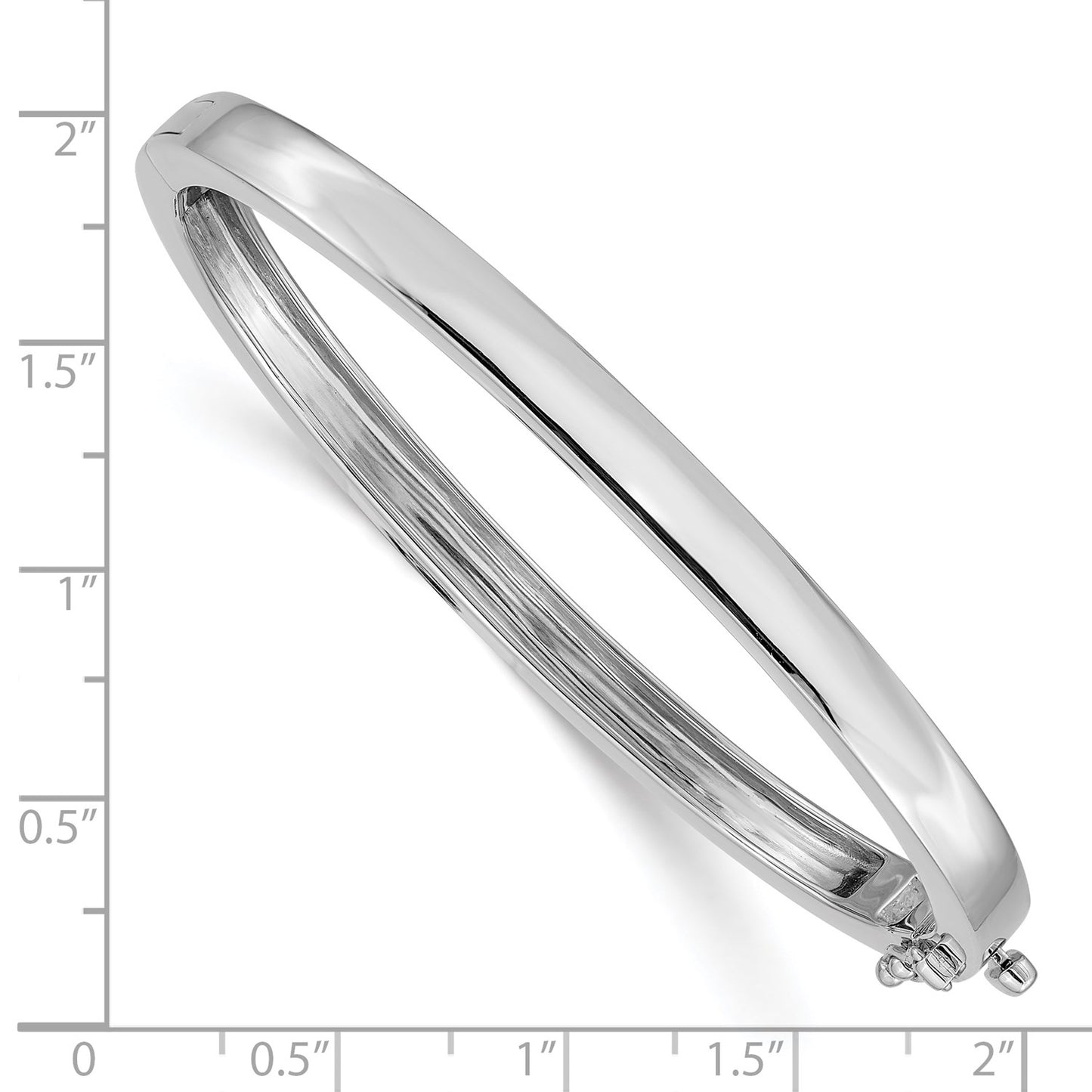 14k White Gold 5.3mm Polished Solid Hinged Bangle Bracelet